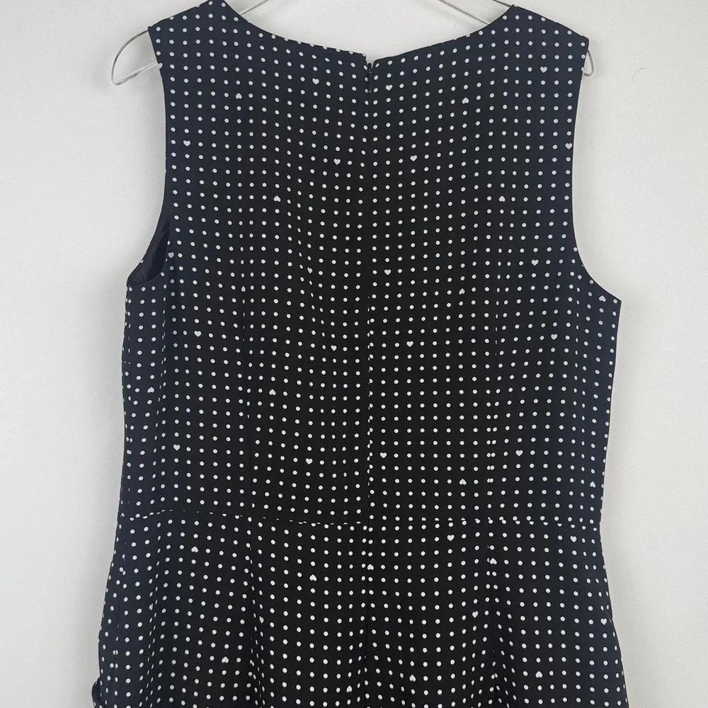 Karl Lagerfeld Paris Black White Polka Dot Hearts Wide Leg Sleeveless Jumpsuit 6